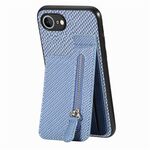 Custodia per iPhone 16e con cerniera e ribalta verticale in fibra di carbonio (blu)