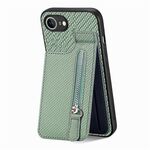 Custodia per iPhone 16e con cerniera e ribalta verticale in fibra di carbonio (verde)