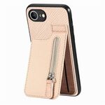 Custodia per iPhone 16e con cerniera e apertura verticale in fibra di carbonio (cachi)