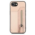 Custodia per iPhone 16e con cerniera e flip orizzontale in fibra di carbonio (cachi)
