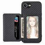 Custodia per iPhone 16e con portafoglio magnetico in fibra di carbonio e blocco RFID (nero)