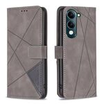 Custodia in pelle con texture a rombi e fibbia magnetica per vivo Y29S 5G Global / Y04 5G Global (grigio)