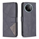Custodia in pelle con texture a rombi e fibbia magnetica per vivo Y39 5G (nera)