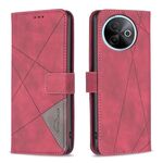 Custodia in pelle con texture a rombi e fibbia magnetica per vivo Y39 5G (rossa)