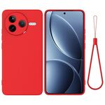 Custodia per telefono a copertura totale anti-goccia in silicone liquido tinta unita per Xiaomi Poco F7 Pro (rosso)