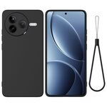 Custodia per telefono a copertura totale anti-goccia in silicone liquido tinta unita per Xiaomi Poco F7 Pro (nero)