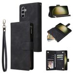 Custodia multifunzionale in pelle con cerniera smerigliata per Samsung Galaxy S23 FE 5G (nera)