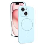 Custodia sottile in silicone liquido con foro sottile per iPhone 15 (blu Sierra)