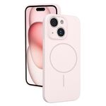 Custodia sottile in silicone liquido con foro sottile per iPhone 15 (rosa)
