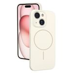 Custodia sottile in silicone liquido con foro sottile per iPhone 15 (bianca)