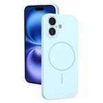 Custodia sottile in silicone liquido con foro sottile per iPhone 16 (blu Sierra)