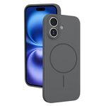 Custodia sottile in silicone liquido con foro sottile per iPhone 16 (grigio scuro)