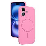 Custodia sottile in silicone liquido con foro sottile per iPhone 16 (rosa)