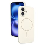 Custodia sottile in silicone liquido con foro sottile per iPhone 16 (bianca)