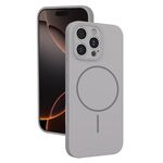 Custodia sottile in silicone liquido con foro sottile per iPhone 16 Pro (grigio titanio)