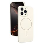 Custodia sottile in silicone liquido con foro sottile per iPhone 16 Pro (bianca)