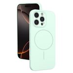 Custodia sottile in silicone liquido con foro sottile per iPhone 16 Pro (verde menta)