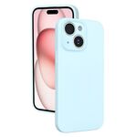 Custodia per telefono in silicone liquido con foro sottile per iPhone 15 (blu Sierra)