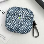 Custodia per auricolari AirPods 4 con texture mimetica e gancio (blu)