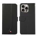 Custodia per telefono in pelle con texture delicata e RFID ABEEL per iPhone 12 Pro (nera)