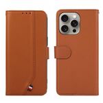 Custodia per telefono in pelle con cuciture RFID ABEEL per iPhone 13 Pro (marrone)