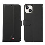 Custodia per telefono in pelle con trama delicata e inserti RFID ABEEL per iPhone 14 Plus (nera)