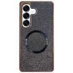 Custodia per telefono MagSafe con rivestimento galvanico in PC glitterato per Samsung Galaxy S23 FE 5G (nera)
