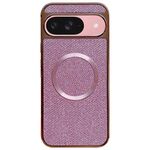 Custodia per telefono MagSafe con rivestimento galvanico in PC glitterato per Google Pixel 9/9 Pro (rosa)