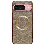 Custodia per telefono MagSafe con rivestimento galvanico in PC glitterato per Google Pixel 9/9 Pro (oro)