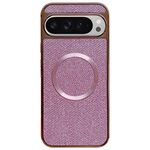 Custodia per telefono MagSafe con rivestimento galvanico in PC glitterato per Google Pixel 9 Pro XL (rosa)