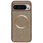 Custodia per telefono MagSafe con rivestimento galvanico in PC glitterato per Google Pixel 9 Pro XL (oro)