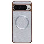 Custodia per telefono MagSafe con rivestimento galvanico in PC glitterato per Google Pixel 9 Pro XL (bianca)