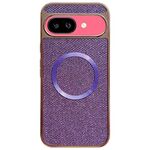 Custodia per telefono MagSafe con rivestimento galvanico in PC glitterato per Google Pixel 9a (viola)