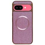Custodia per telefono MagSafe con rivestimento galvanico in PC glitterato per Google Pixel 9a (rosa)