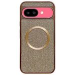 Custodia per telefono MagSafe con rivestimento galvanico in PC glitterato per Google Pixel 9a (oro)