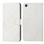 Custodia in pelle con motivo in rilievo in stile etnico per iPhone 16e (bianca)