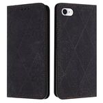 Custodia per iPhone 16e in pelle con stampa etnica ad assorbimento (nera)