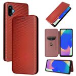 Custodia a libro in pelle con texture in fibra di carbonio per Samsung Galaxy M06 5G / F06 5G (marrone)