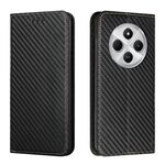 Custodia per telefono in pelle con flip magnetico in fibra di carbonio per Redmi A4 5G (nera)