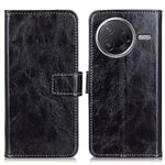 Custodia per telefono in pelle con texture Crazy Horse Retro per Xiaomi Poco F7 Pro / F7 Ultra (nera)