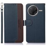 Custodia per telefono in pelle con texture Litchi KHAZNEH con protezione RFID per Xiaomi Poco F7 Pro / F7 Ultra (blu)
