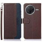 Custodia per telefono in pelle con texture Litchi KHAZNEH con protezione RFID per Xiaomi Poco F7 Pro / F7 Ultra (marrone)