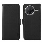 Custodia per telefono ABEEL con motivo Litchi magnetico laterale in pelle con protezione RFID per Xiaomi Poco F7 Pro / F7 Ultra (nera)