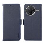 Custodia per telefono ABEEL con motivo Litchi magnetico laterale in pelle con protezione RFID per Xiaomi Poco F7 Pro / F7 Ultra (blu)