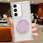 Custodia trasparente Dreamland con supporto MagSafe per Samsung Galaxy S25 / S24 5G (viola chiaro)