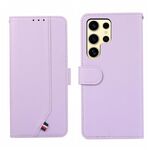 Custodia per telefono in pelle con texture delicata e giunzioni RFID ABEEL per Samsung Galaxy S22 Ultra 5G (viola)
