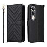 Custodia in pelle multifunzionale con 6 slot per schede per vivo V50 Lite 5G e cinturino da polso (nera)