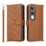 Custodia in pelle multifunzionale con 6 slot per schede per vivo V50 Lite 5G e cinturino da polso (marrone)