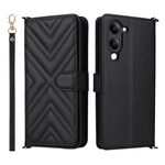 Custodia in pelle multifunzionale con 6 slot per schede per vivo Y04 4G / Y29s 5G e cinturino da polso (nero)