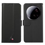 Custodia per telefono in pelle con trama delicata e RFID ABEEL per Xiaomi 15 Ultra (nera)